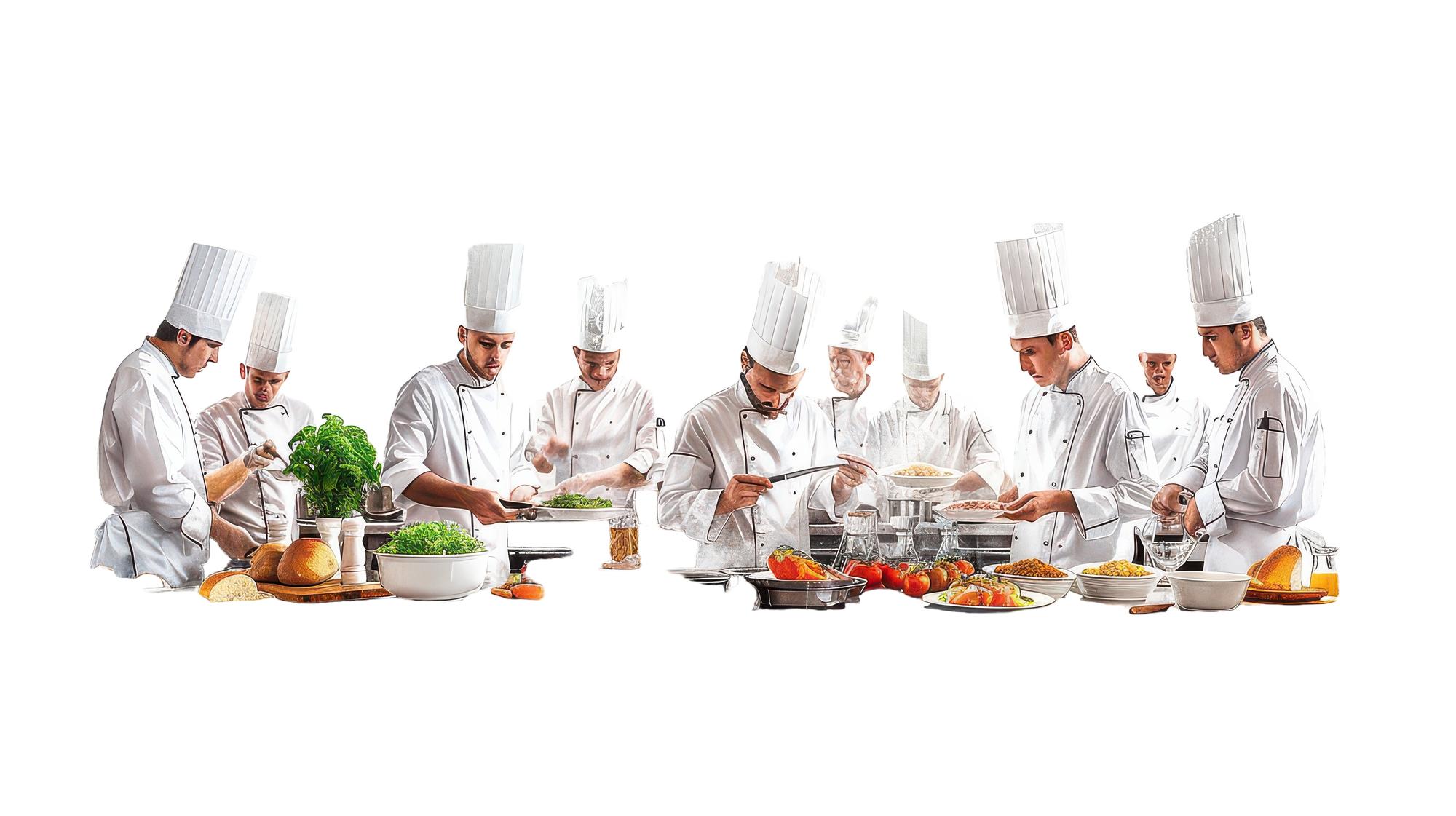 Chef demonstrating technique to a small group